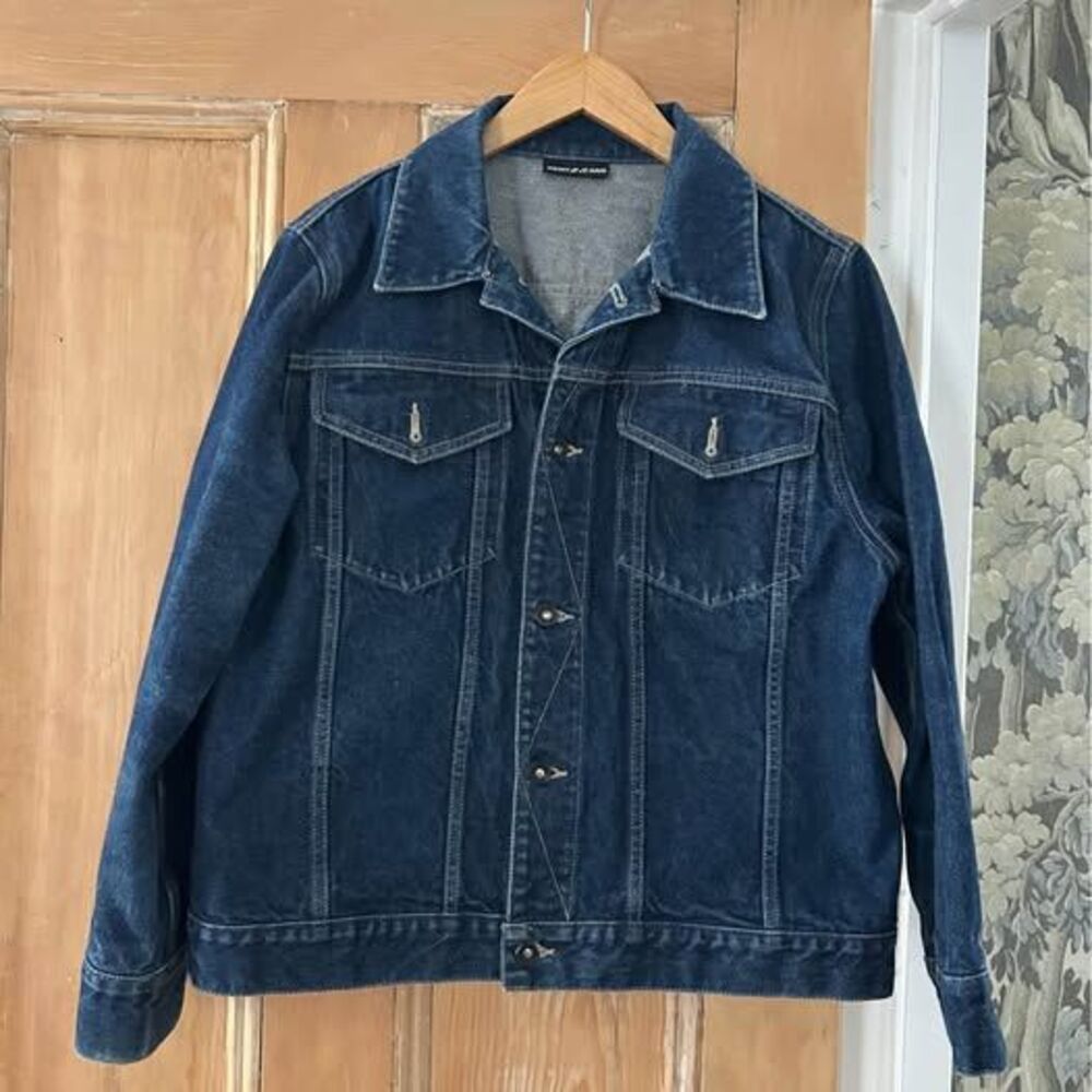 Vintage '90s/Y2K DKNY Jeans Denim Trucker Jacket - Size XL - Crisp Dark Wash